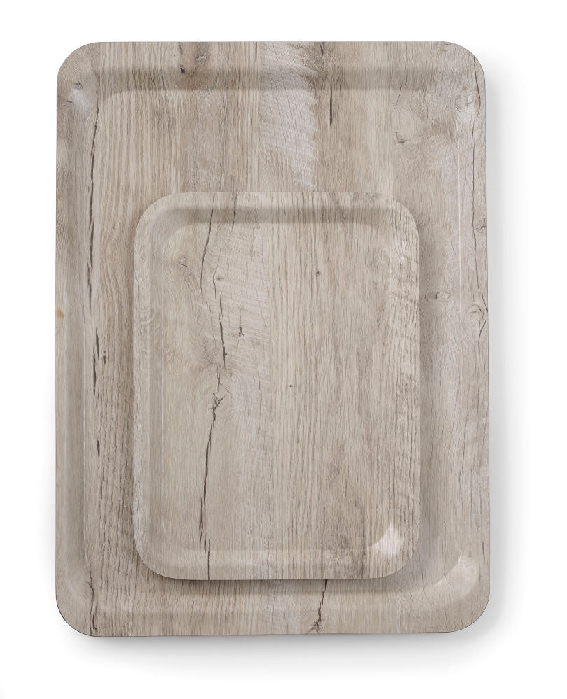 Serviertablett aus Melamin mit Holzoptik , HENDI, Holz hell, 330x430mm