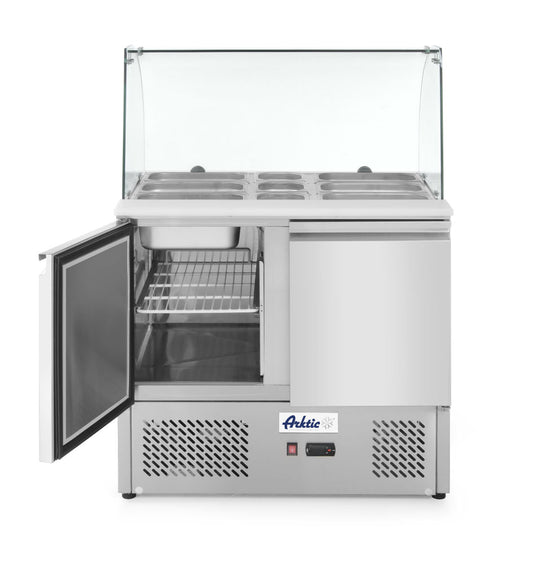 Kühltisch, zweitürig mit Glasdisplay 300L, Arktic, 230V/310W, 900x700x(H)1300mm