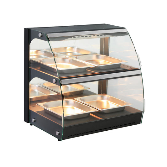 Warmhaltevitrine mit Quarzheizung, 2 Regalböden, HENDI, 230V/560W, 650x467x(H)630mm