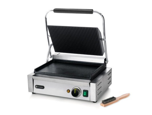 Kontaktgrill - Panini, HENDI, oben gerillt, unten glatt, 230V/2200W, 430x370x(H)210mm