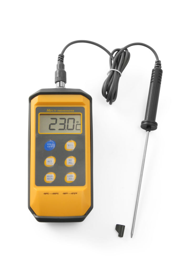 Stoßfester Thermometer mit Digitalanzeige und Stiftsonde, HENDI, 195x85x(H)45mm