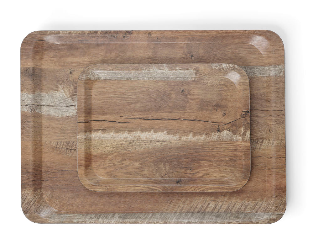 Serviertablett aus Melamin mit Holzoptik , HENDI, Holz hell, 240x350mm