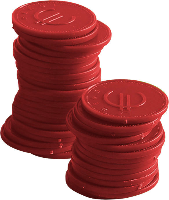 Pfandmünzen - 100 Stk., Bar up, Rot, 100 pcs., ø25mm