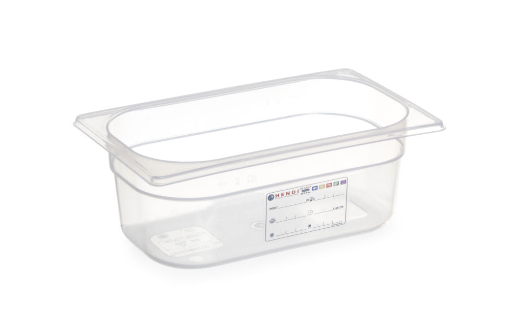 Gastronorm Behälter 1/4, HENDI, GN 1/4, 5,5L, Transparent, 265x162x(H)200mm